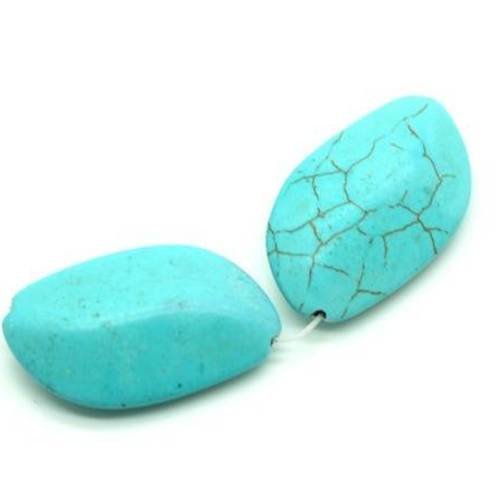 Howlite turquoise ovale plat 35x21x10 mm x 1 