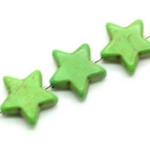  perle étoile en howlite vert 15 mm x 4 