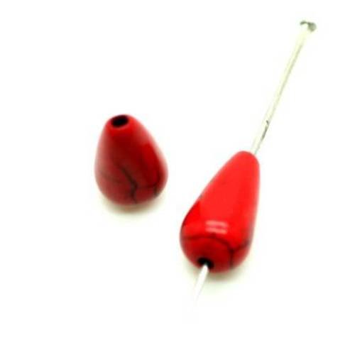  perle goutte  en howlite rouge 15x8 mm x 5 
