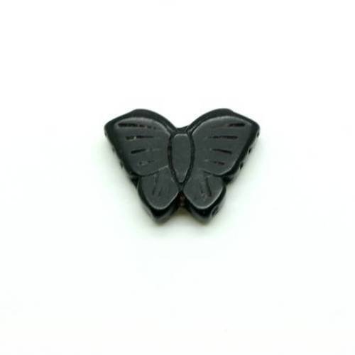Perle papillon en howlite noir 26x20 mm x 1 
