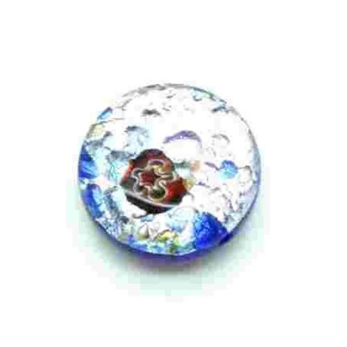  perle palet 18x8 mm bleu/argenté x 1 