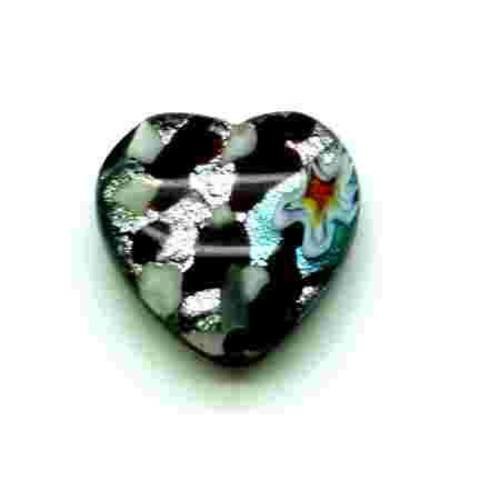  perle cœur 15 mm multicolor/argenté x 2 
