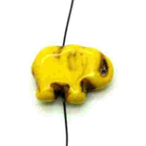  perle éléphant en howlite jaune 14x11 mm x 3 
