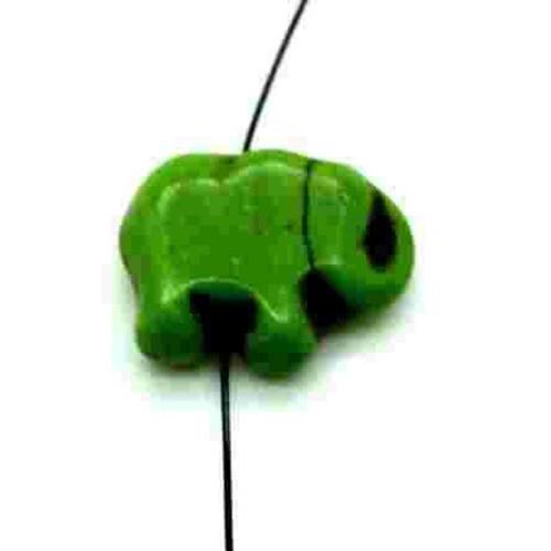  perle éléphant en howlite vert 14x11 mm x 3 