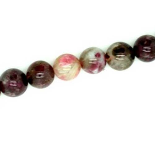 Perle tourmaline naturelle 7,5 mm multicolore x 5 