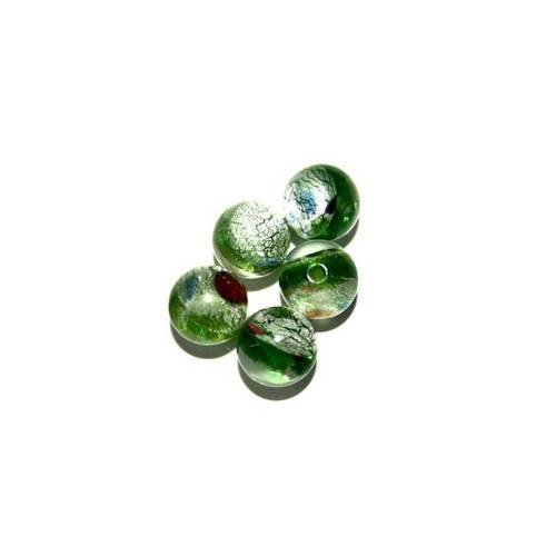 Perle en verre ronde 8 mm vert x 5 