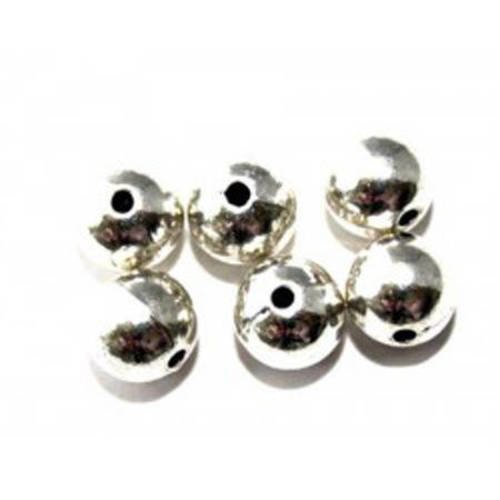  perle en métal ronde 8,5 mm argenté vieilli x 5 