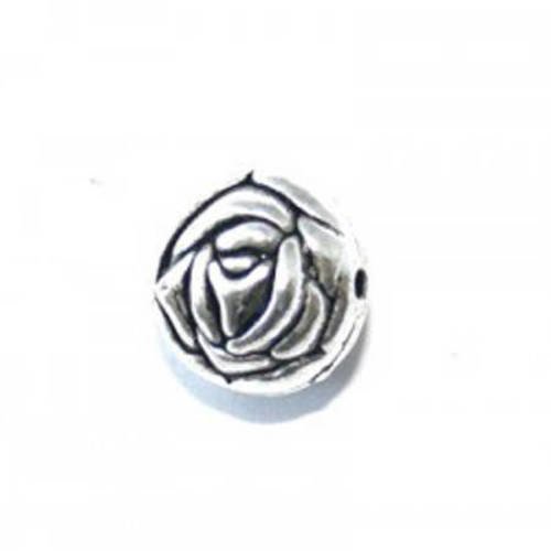  perle rose métal 9mm argenté vieilli x 2 