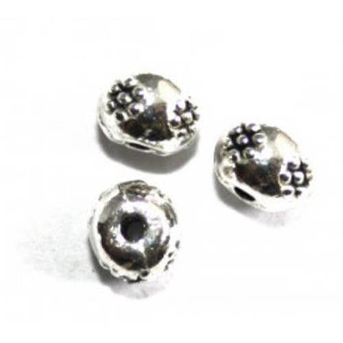 Perle ronde décorée 5 mm argenté vieilli x 20 