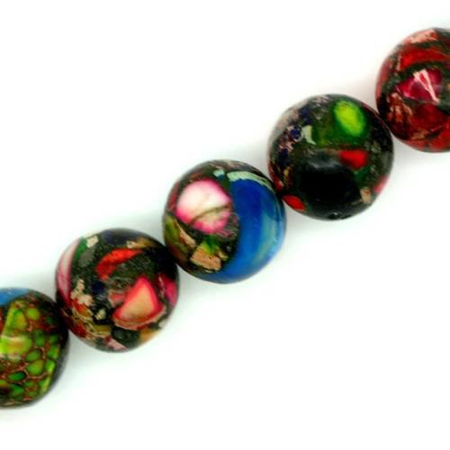Perle jaspe multicolore 10 mm x 1 