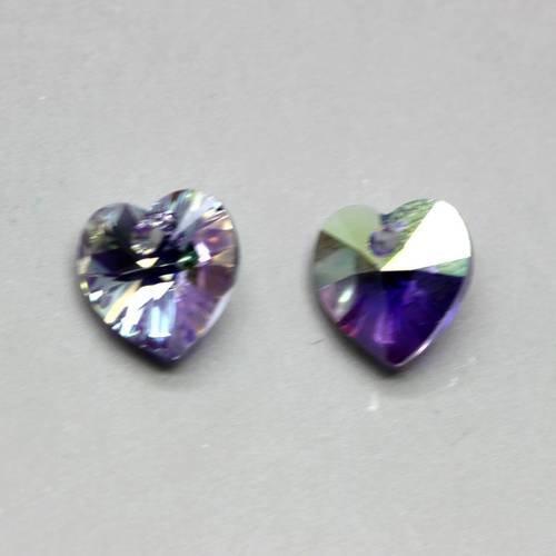  pendentif cœur en cristal autrichien violet 10x10 mm x1 