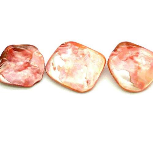 Perle de coquille teint  15~23x13~20 mm rose  x 4 