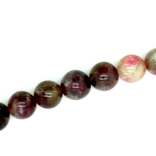  perle tourmaline naturelle 10 mm multicolore x 3 
