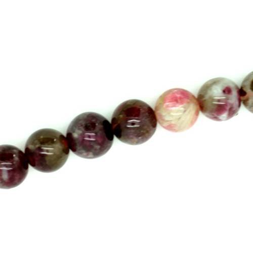 Perle tourmaline naturelle 6 mm multicolore x 5