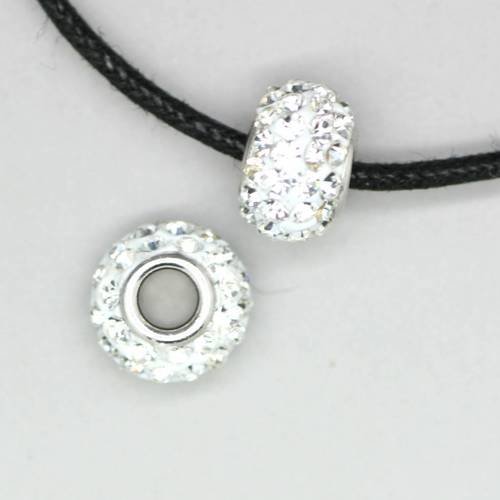 perle européenne  cristal et cœur d'argent 11 mm   x 1 