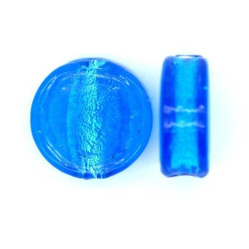  perle palet feuille d'argent bleu 16x6 mm x 2 