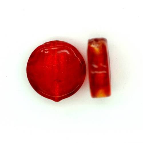 Perle palet feuille d'argent rouge 16x6 mm x 2