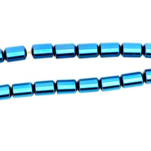  perle hématite cylindre bleu 5x4 mm x 20 