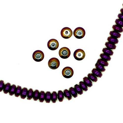 Perle hématite rondelle violet cuivré 4x2 mm x 25 