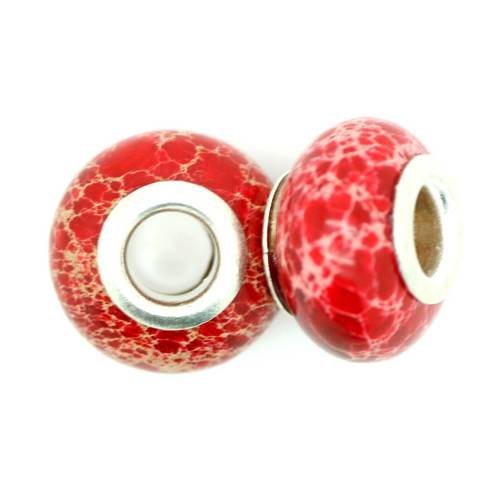 Perle europeenne 14 mm jaspe rouge x1 