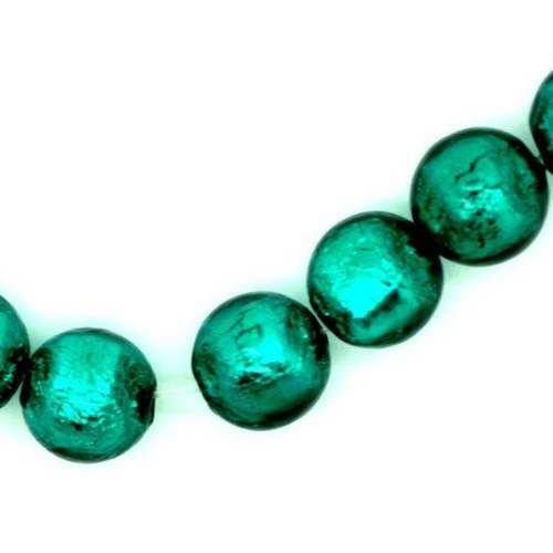  perle ronde verre 10 mm vert foncé x 6 