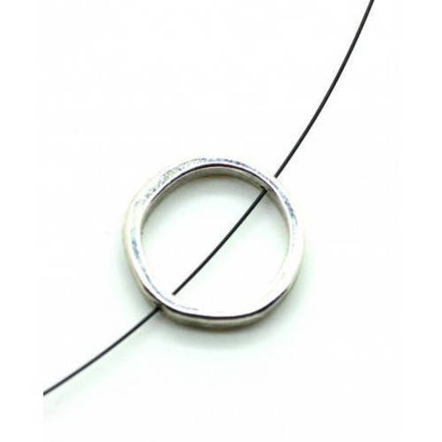 Perle anneau en métal argenté 18 mm x 2 