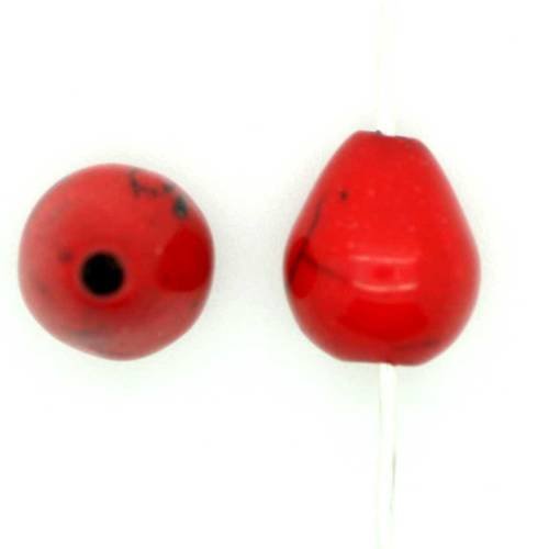  perle goutte rouge en howlite 10x8 mm x 10 