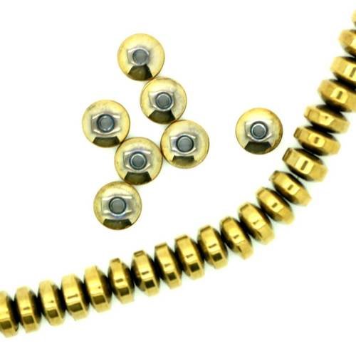  perle hématite rondelle dorée 4x2 mm x 25 
