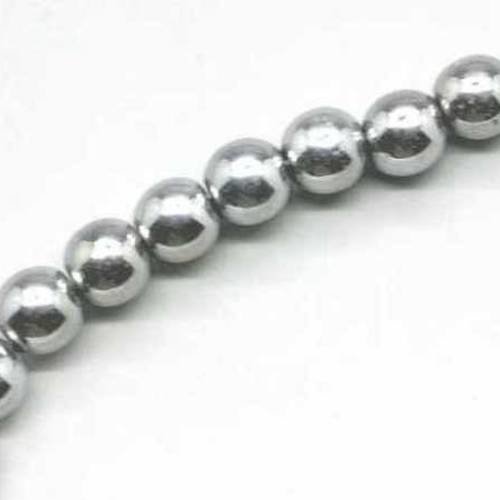  perle hématite argenté 8 mm x15 