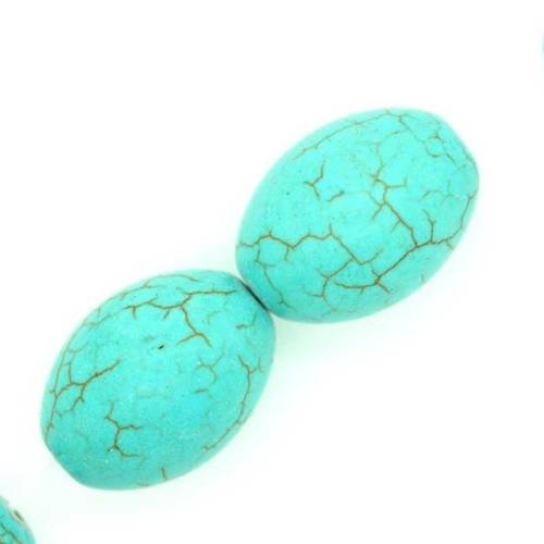 Perle olive howlite turquoise 20x15 mm x 2 