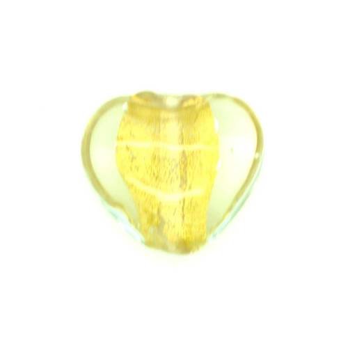 Coeur feuille argent dorée  13x15 mm  x 2 