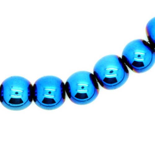  perle hématite bleu10 mm x 10 