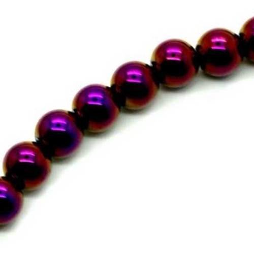  perle hématite violet/doré 8 mm x 15 