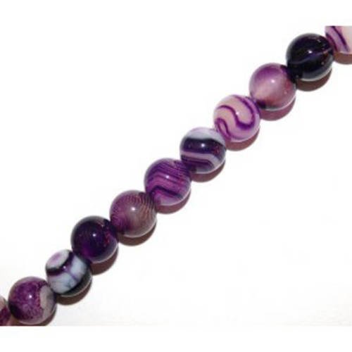 Perle agate violette ronde 10 mm x 5 