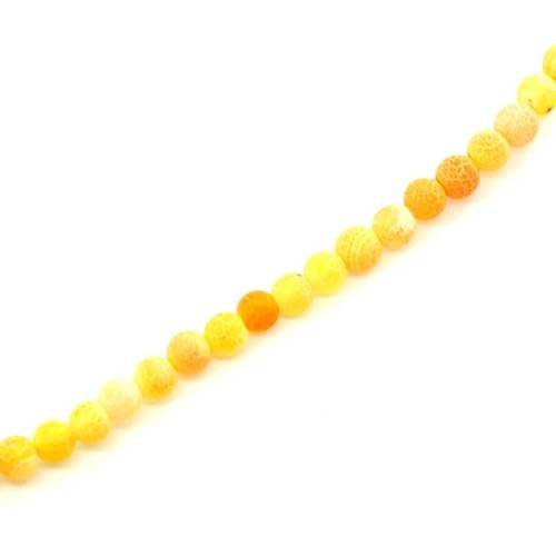  perle ronde agate givrée jaune orangé 4 mm x 20 