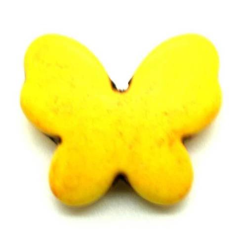  perle papillon en howlite jaune 17x20 mm x 1 
