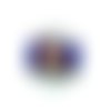 Perle ronde verre sérigraphiée 13 mm bleu x 1 