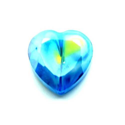  perle en verre coeur 16 mm bleu x 1 