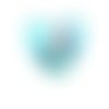 Coeur verre feuille d’argent 20mm bleu x 1 