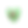  coeur verre feuille d’argent 20mm vert x 1 