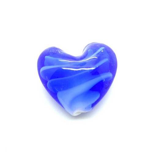  perle cœur 20 mm bleu irisé x 1 