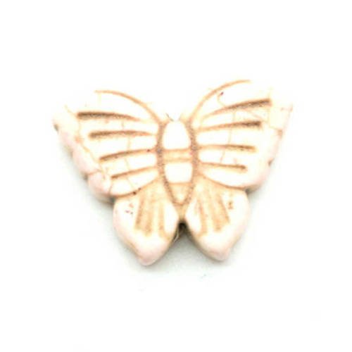 Perle papillon en howlite blanc 26x20 mm x 1