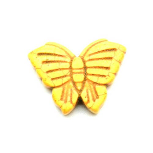 Perle papillon en howlite jaune 26x20 mm x 1 