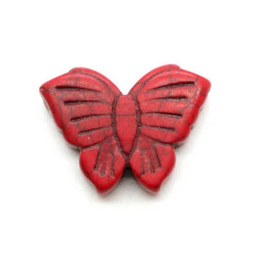  perle papillon en howlite rouge 26x20 mm x 1 