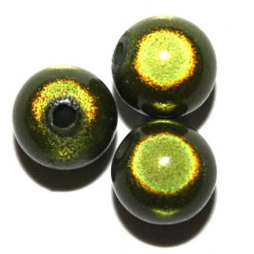  perles magiques ronde 20 mm  vert foncé  x 1 