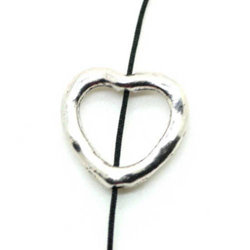  perle anneau coeur en métal argenté 14mm x 2 
