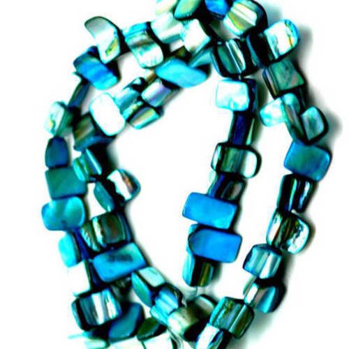  perle de coquillage teint  9x9 mm bleu turquoise x 10 