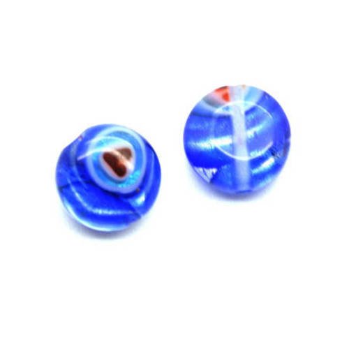  perle palet 10x5 mm bleu/argenté x 2 
