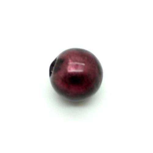 Perle ronde verre 10 mm grenat x 2 