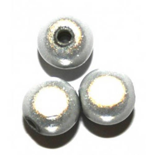 Perles magiques ronde 14 mm gris clair x 2 